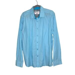Robert Graham Men's Long Sleeve Button Down Shirt Aqua Blue Size XL